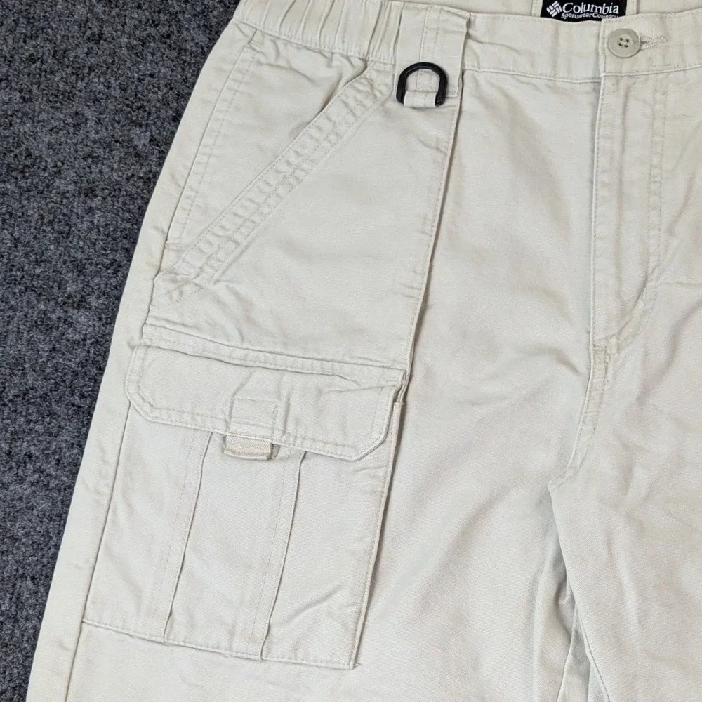 Columbia Mens 32 Tan Cotton Canvas Cargo Shorts Hiking Utility Outdoor 9 Inseam